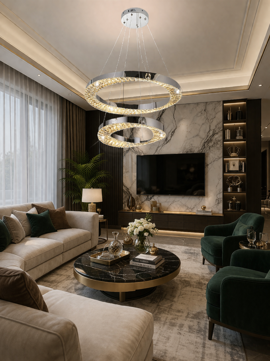 Lampadario LED con Telecomando, 196W, HALO Magno, Diametro 40+60 cm, Altezza 120 cm, IP20, Luce Fredda/Neutra/Calda, Dimmerabile, Cromo, Cristallo, Metallo Lampadario LED con Telecomando Titolo predefinito Alessandro Design