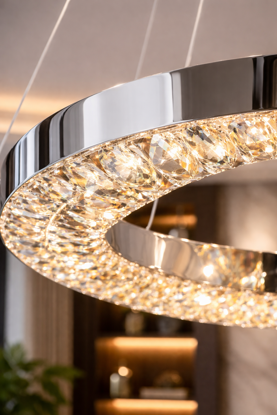 Lampadario LED con Telecomando, 196W, HALO Magno, Diametro 40+60 cm, Altezza 120 cm, IP20, Luce Fredda/Neutra/Calda, Dimmerabile, Cromo, Cristallo, Metallo Lampadario LED con Telecomando Titolo predefinito Alessandro Design