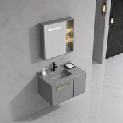 Set Mobili Bagno NOVA, Mobile Lavabo + Mobile Specchio 60 cm, 2 Pezzi, Mobili Bagno Grigio Titolo predefinito Alessandro Design