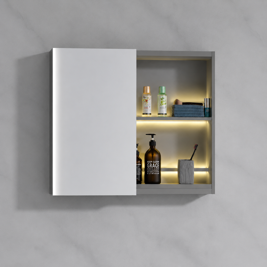 Set Mobili Bagno NOVA, Mobile Lavabo + Mobile Specchio 60 cm, 2 Pezzi, Mobili Bagno Grigio Titolo predefinito Alessandro Design