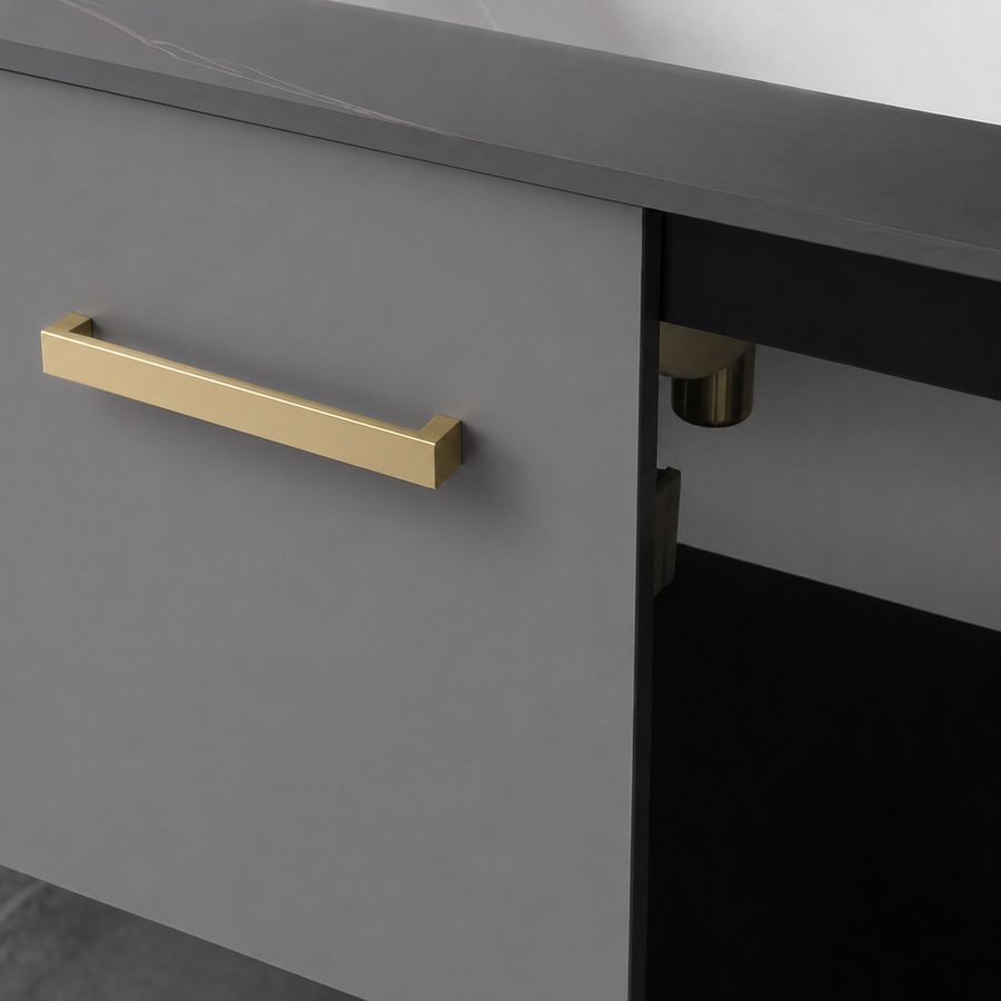 Set Mobili Bagno NOVA, Mobile Lavabo + Mobile Specchio 60 cm, 2 Pezzi, Mobili Bagno Grigio Titolo predefinito Alessandro Design
