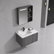 Set mobili da bagno ORIA, mobiletto per lavabo+mobiletto a specchio 60 cm, 2 pezzi, mobili da bagno grigio e bianco Titolo predefinito Alessandro Design