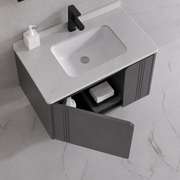 Set mobili da bagno ORIA, mobiletto per lavabo+mobiletto a specchio 60 cm, 2 pezzi, mobili da bagno grigio e bianco Titolo predefinito Alessandro Design