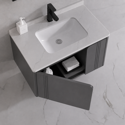 Set mobili da bagno ORIA, mobiletto per lavabo+mobiletto a specchio 60 cm, 2 pezzi, mobili da bagno grigio e bianco Titolo predefinito Alessandro Design