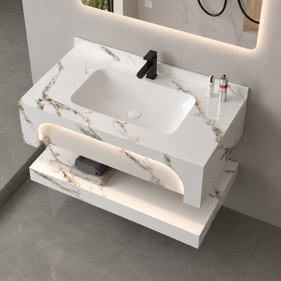 Set mobili da bagno VELIN, 60 cm, 3 pezzi, mobili da bagno bianchi Titolo predefinito Alessandro Design