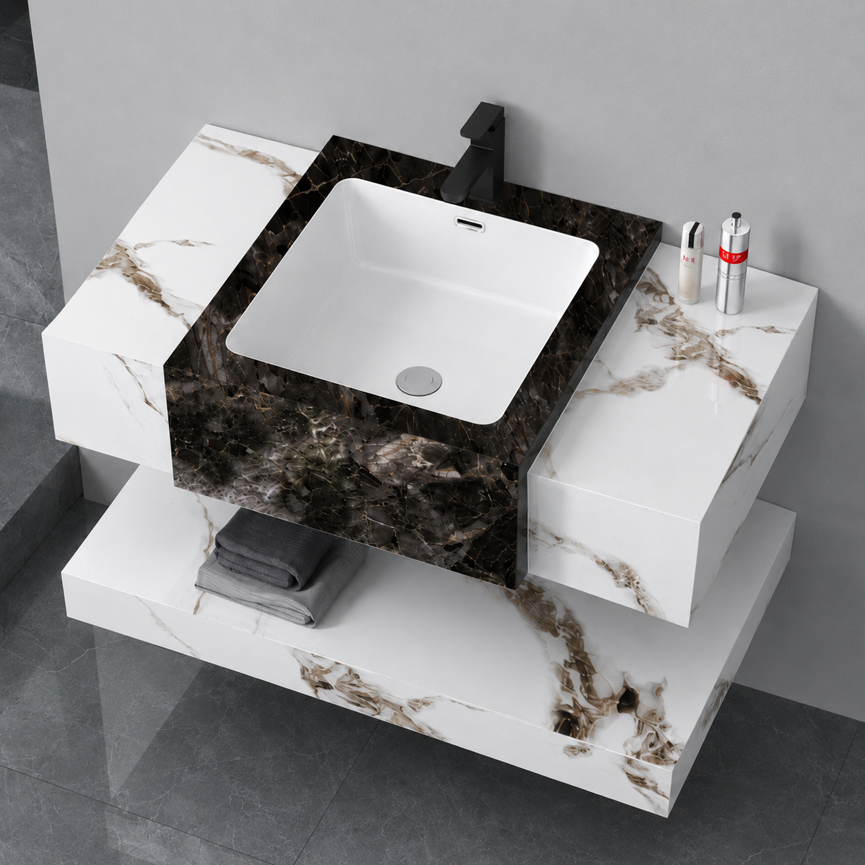 Set mobili da bagno VANTA, 80 cm, 3 pezzi, mobili da bagno bianchi Titolo predefinito Alessandro Design