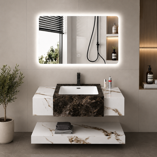 Set mobili da bagno VANTA, 80 cm, 3 pezzi, mobili da bagno bianchi Titolo predefinito Alessandro Design