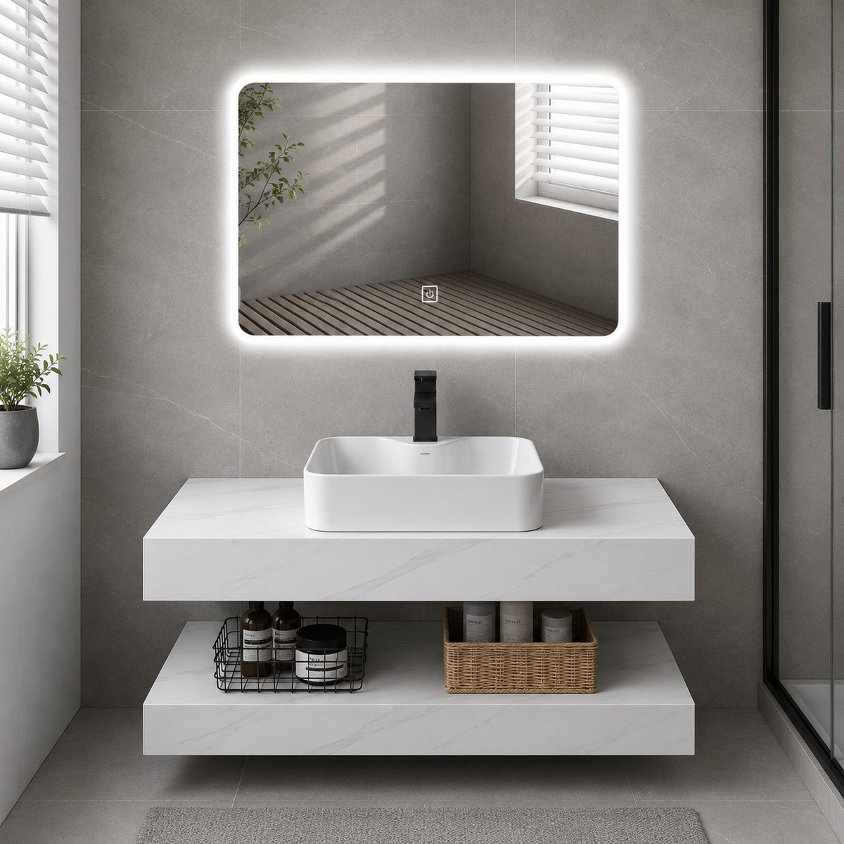 Set Mobili da Bagno AURO, 60 cm, 3 Pezzi, Mobili da Bagno Bianco Titolo predefinito Alessandro Design