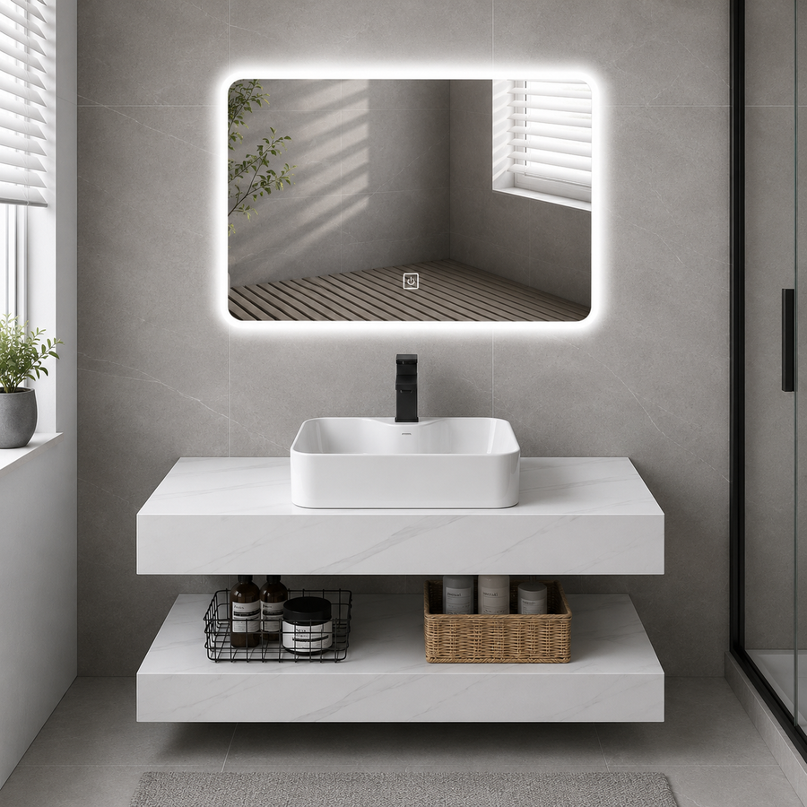 Set Mobili da Bagno AURO, 60 cm, 3 Pezzi, Mobili da Bagno Bianco Titolo predefinito Alessandro Design