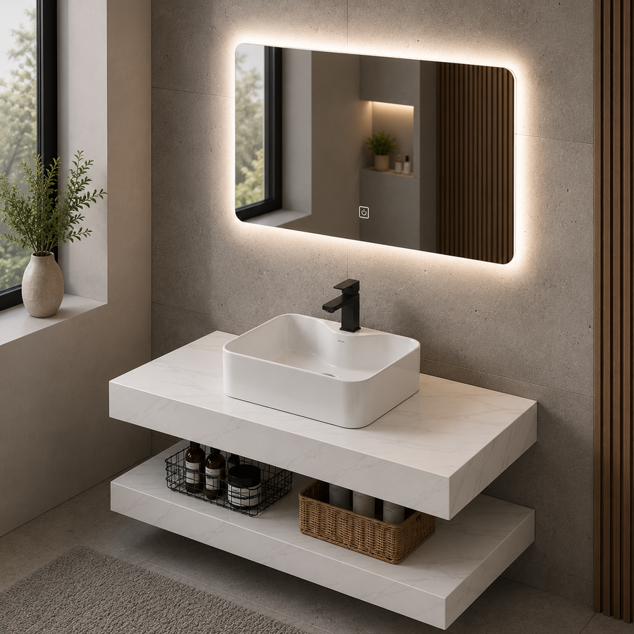 Set Mobili da Bagno AURO, 60 cm, 3 Pezzi, Mobili da Bagno Bianco Titolo predefinito Alessandro Design