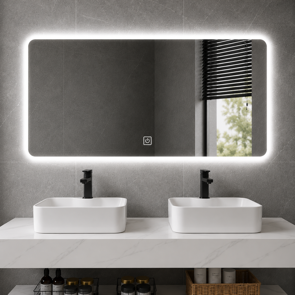Set mobili da bagno AVEN Duo, 140 cm, 3 pezzi, mobili da bagno bianchi Titolo predefinito Alessandro Design