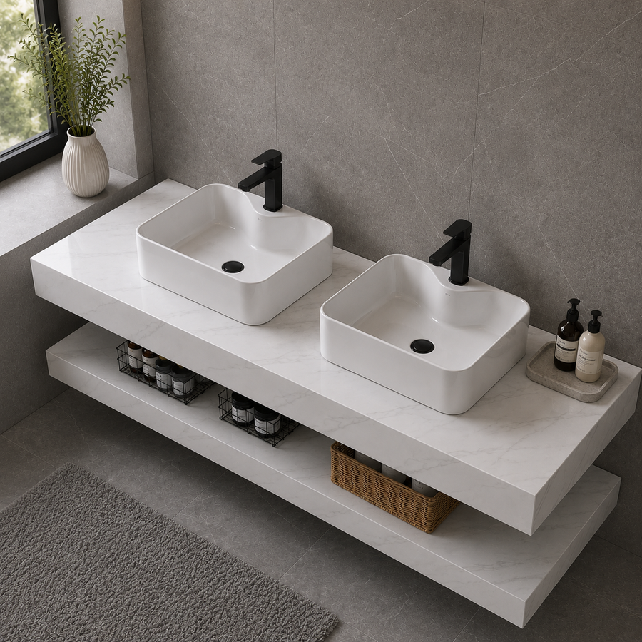 Set mobili da bagno AVEN Duo, 140 cm, 3 pezzi, mobili da bagno bianchi Titolo predefinito Alessandro Design
