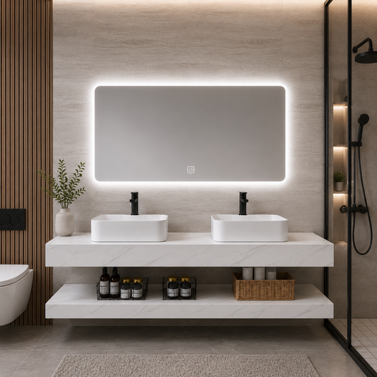 Set mobili da bagno AVEN Duo, 140 cm, 3 pezzi, mobili da bagno bianchi Titolo predefinito Alessandro Design