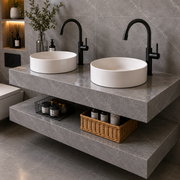ARQON Duo Set Mobili da Bagno, 140 cm, 3 Pezzi, Mobili da Bagno Grigi Titolo predefinito Alessandro Design