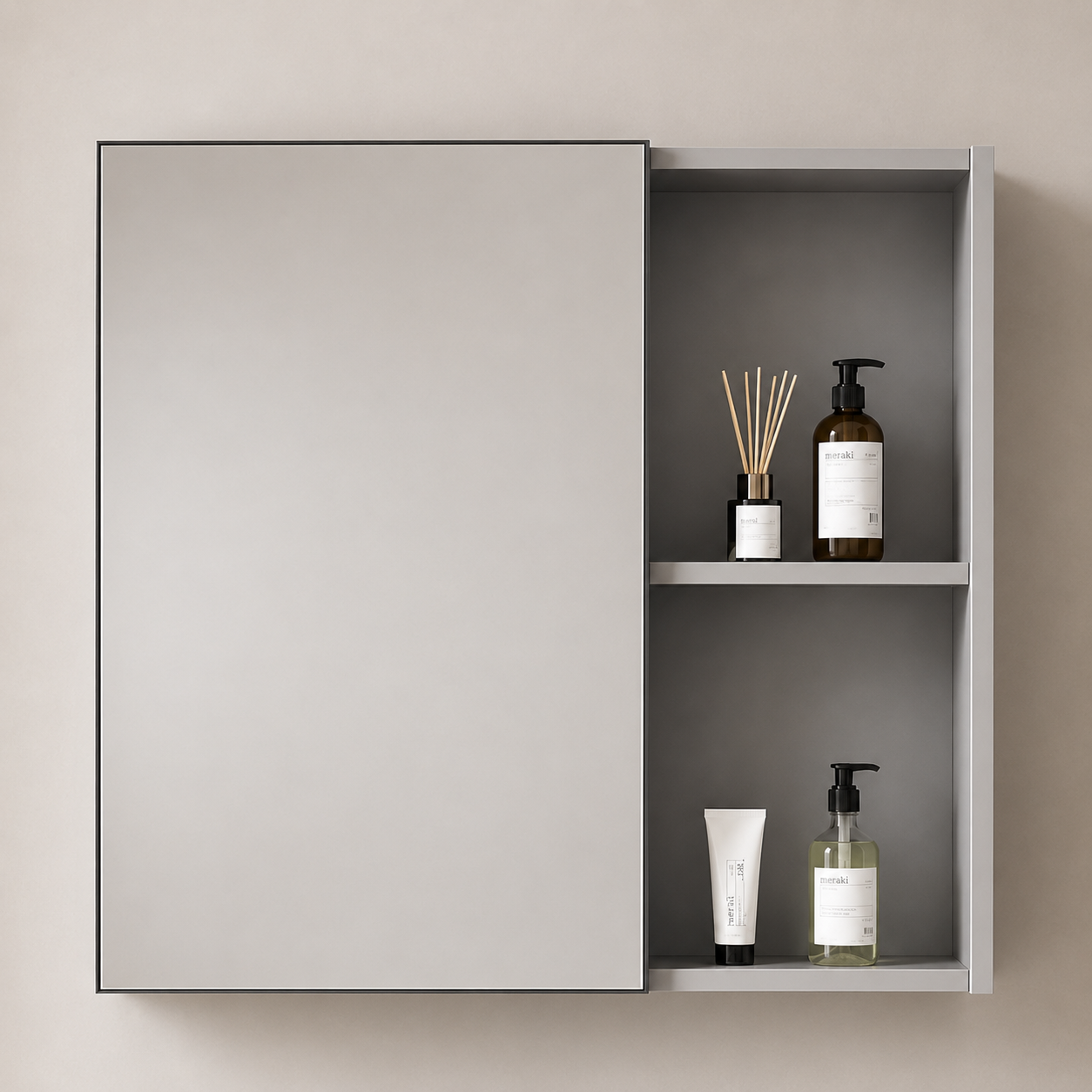 TIVOLI Set Mobili da Bagno, Mobile Lavabo+Armadio a Specchio 60 cm, 2 Pezzi, Mobili da Bagno Grigio e Bianco Titolo predefinito Alessandro Design
