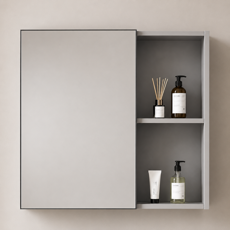 TIVOLI Set Mobili da Bagno, Mobile Lavabo+Armadio a Specchio 60 cm, 2 Pezzi, Mobili da Bagno Grigio e Bianco Titolo predefinito Alessandro Design