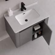 TIVOLI Set Mobili da Bagno, Mobile Lavabo+Armadio a Specchio 60 cm, 2 Pezzi, Mobili da Bagno Grigio e Bianco Titolo predefinito Alessandro Design