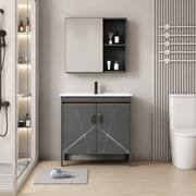 SIENA Set Mobili da Bagno, Mobile Lavabo+Armadio a Specchio 60 cm, 2 Pezzi, Mobili da Bagno Grigio e Bianco Titolo predefinito Alessandro Design