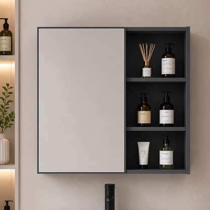 VION Set Mobili da Bagno, Mobile Lavabo+Armadietto a Specchio 60 cm, 2 Pezzi, Mobili Bagno Grigio e Bianco Titolo predefinito Alessandro Design