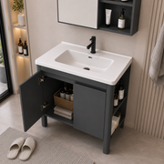 VION Set Mobili da Bagno, Mobile Lavabo+Armadietto a Specchio 60 cm, 2 Pezzi, Mobili Bagno Grigio e Bianco Titolo predefinito Alessandro Design
