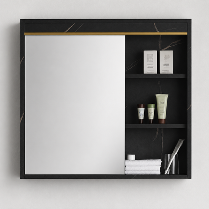 Set Mobili Bagno MARBLE, Mobile Lavabo+Armadietto Specchio 60 cm, 2 Pezzi, Mobili Bagno Nero Titolo predefinito Alessandro Design