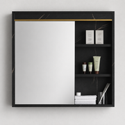 Set Mobili Bagno MARBLE, Mobile Lavabo+Armadio Specchio 80 cm, 2 Pezzi, Mobili Bagno Nero Titolo predefinito Alessandro Design