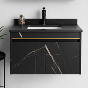 Set Mobili Bagno MARBLE, Mobile Lavabo+Armadietto Specchio 60 cm, 2 Pezzi, Mobili Bagno Nero Titolo predefinito Alessandro Design