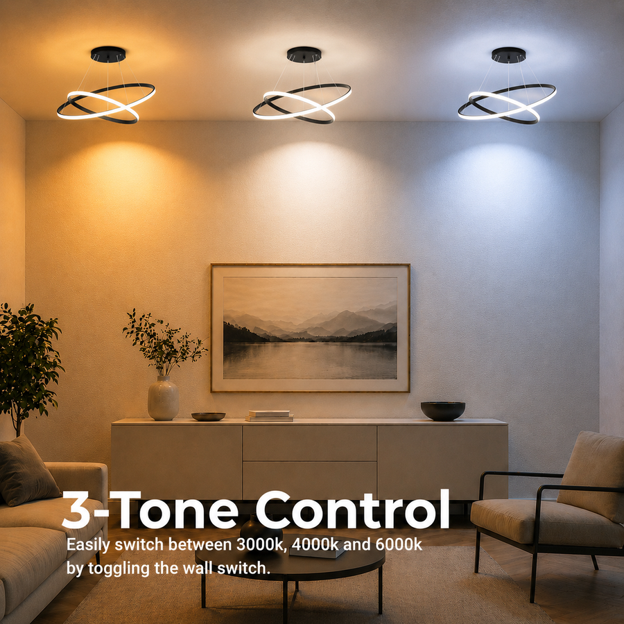 Lampadario a sospensione a LED RICCI 25W, 2 Cerchi, Luce Fredda/Calda/Neutra, Nero, Lampadari Moderni Regolabili in Altezza Titolo predefinito Alessandro Design