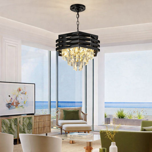 Lampadario in cristallo HEXA Ø30cm 3xE14 Nero Lampadari in cristallo ad altezza regolabile Titolo predefinito Alessandro Design