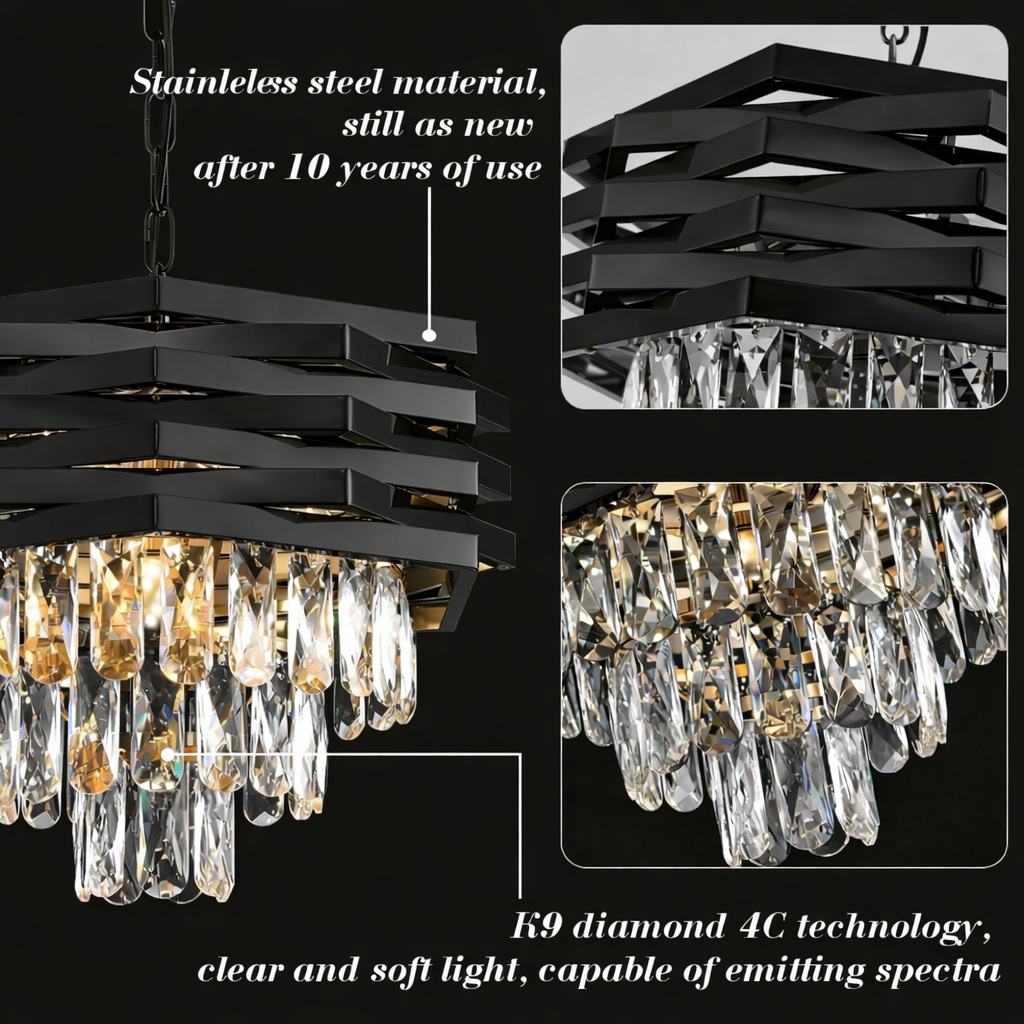 Lampadario in cristallo HEXA Ø30cm 3xE14 Nero Lampadari in cristallo ad altezza regolabile Titolo predefinito Alessandro Design