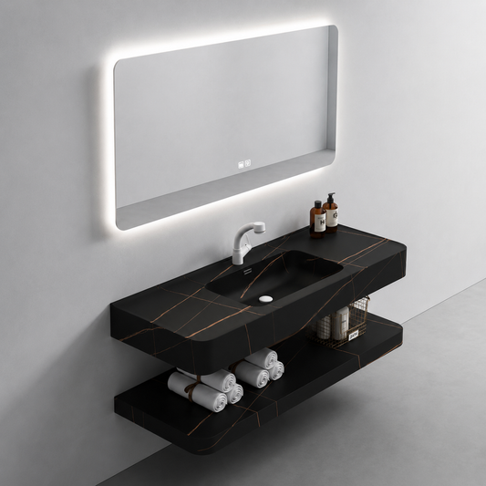 Set mobili da bagno KRISS, 80 cm, 3 pezzi, nero