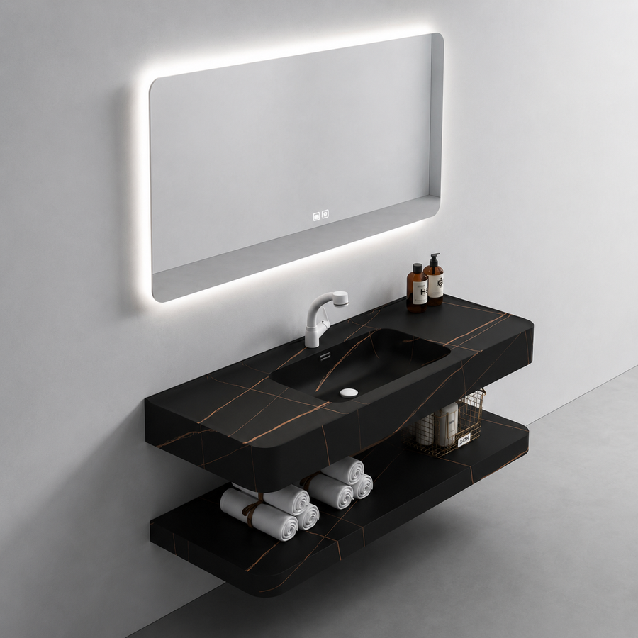 Set mobili da bagno KRISS, 60 cm, 3 pezzi, nero