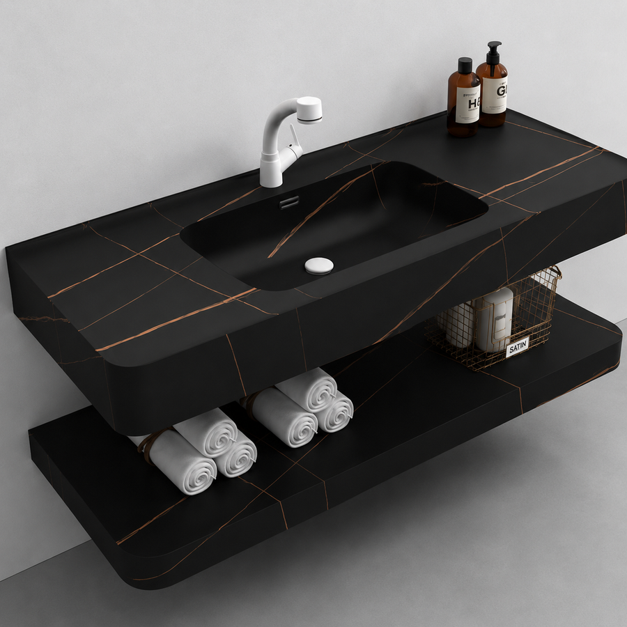 Set mobili da bagno KRISS, 60 cm, 3 pezzi, nero