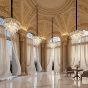 RIGO Cristal Lampadario LED con telecomando Petito Diametro 30cm, Cromo Lucido, Altezza Regolabile, Metallo e Cristallo