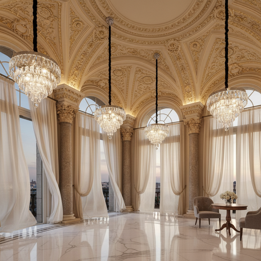 RIGO Cristal Lampadario LED con telecomando Petito Diametro 30cm, Cromo Lucido, Altezza Regolabile, Metallo e Cristallo