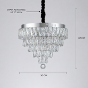 RIGO Cristal Lampadario LED con telecomando Petito Diametro 30cm, Cromo Lucido, Altezza Regolabile, Metallo e Cristallo