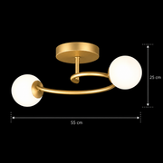 Lampadario a LED e cristallo ORBIT, 55cm, 2xE27, Globi, Oro