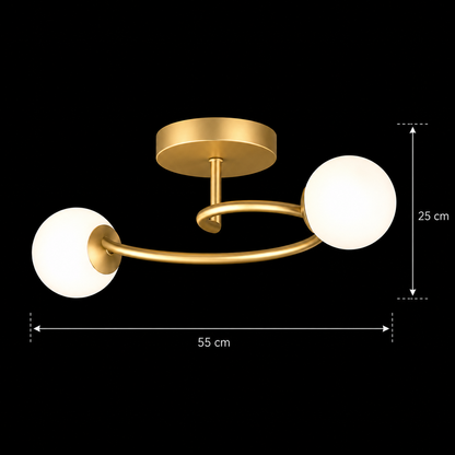 Lampadario a LED e cristallo ORBIT, 55cm, 2xE27, Globi, Oro