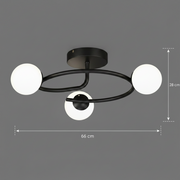 Lampadario a LED e cristallo ORBIT, 66cm, 3xE27, Globi, Nero