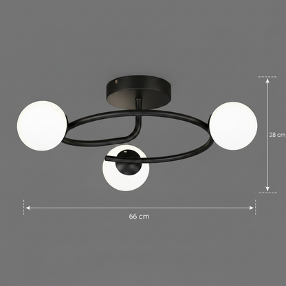 Lampadario a LED e cristallo ORBIT, 66cm, 3xE27, Globi, Nero