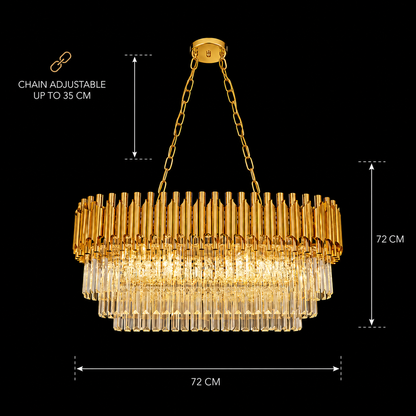 Lampadario di cristallo VERSAILLES Regalis 10xE14, diametro 80 cm, oro, altezza regolabile Lampadari di cristallo Titolo predefinito Alessandro Design