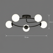LED and crystal chandelier ORBIT, 72cm, 5xE27, Globes, Black