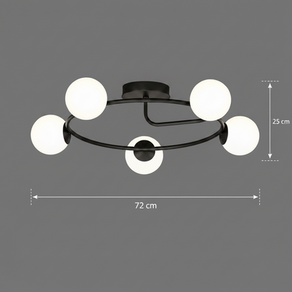 LED and crystal chandelier ORBIT, 72cm, 5xE27, Globes, Black