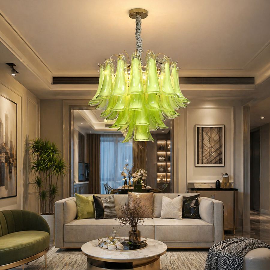 Lampadario in Cristallo MURANO Magno 7xE14, D60 cm, Verde, Altezza Regolabile, Metallo e Cristallo Lampadari in Cristallo Titolo predefinito Alessandro Design