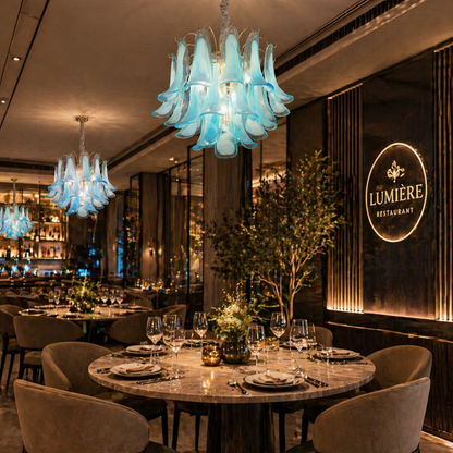 Lampadario in Cristallo MURANO Magno 7xE14, D60 cm, Blu, Altezza Regolabile, Metallo e Cristallo Lampadari in Cristallo Titolo predefinito Alessandro Design