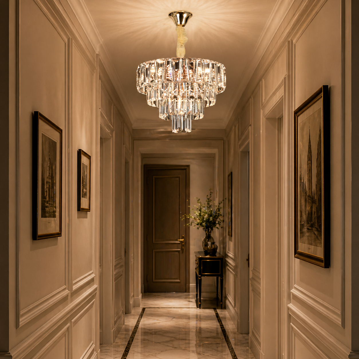 Lampadario in Cristallo VALMONT Nobile 6xE14, D40 cm, Oro, Altezza Regolabile, Metallo e Cristallo Lampadari in Cristallo Titolo predefinito Alessandro Design