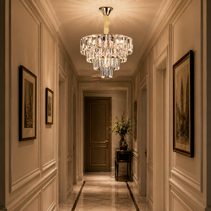 Lampadario in Cristallo VALMONT Nobile 6xE14, D40 cm, Oro, Altezza Regolabile, Metallo e Cristallo Lampadari in Cristallo Titolo predefinito Alessandro Design