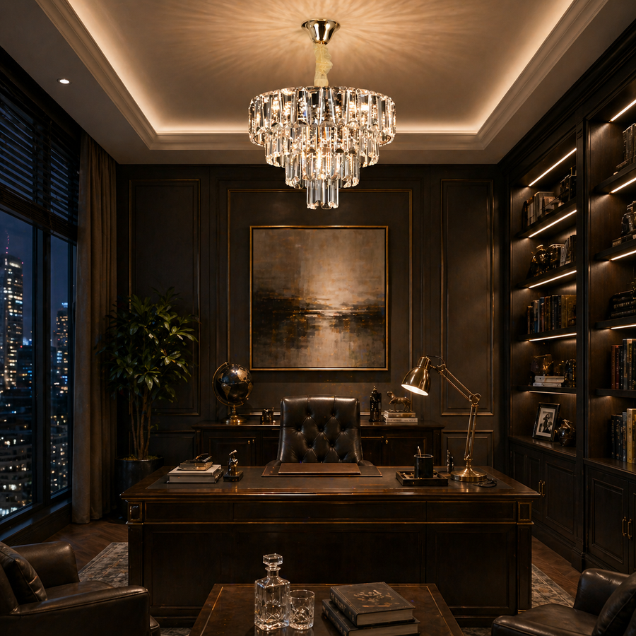 Lampadario in Cristallo VALMONT Nobile 6xE14, D40 cm, Oro, Altezza Regolabile, Metallo e Cristallo Lampadari in Cristallo Titolo predefinito Alessandro Design