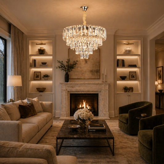 Lampadario in Cristallo VALMONT Eleganza 8xE14, D50 cm, Oro, Altezza Regolabile, Metallo e Cristallo Lampadari in Cristallo Titolo predefinito Alessandro Design