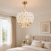Lampadario in Cristallo PETAL Petito 3xE14, D30 cm, Oro, Altezza Regolabile, Metallo e Cristallo Lampadari in Cristallo Titolo predefinito Alessandro Design